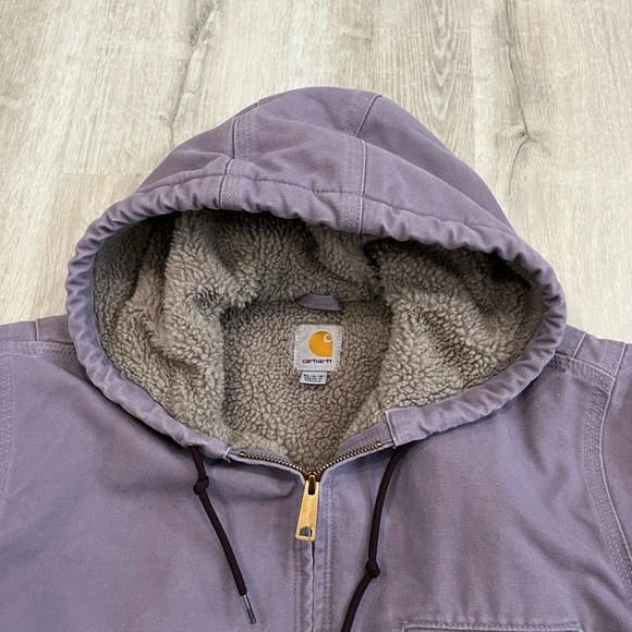 Carhartt Sherpa Lined Sandstone Duck Jacket Coat WJ141 Womens XL Lilac Workwear - Picture 9 of 15